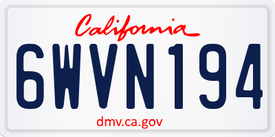 CA license plate 6WVN194