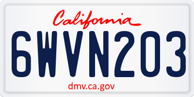 CA license plate 6WVN203