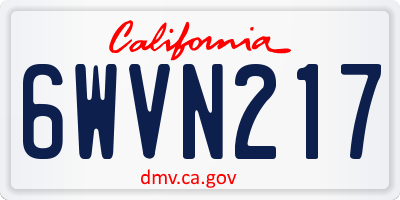 CA license plate 6WVN217