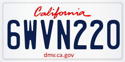 CA license plate 6WVN220
