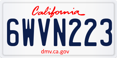 CA license plate 6WVN223