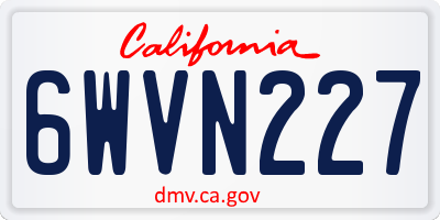 CA license plate 6WVN227
