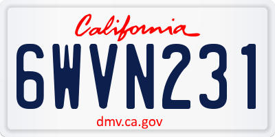 CA license plate 6WVN231