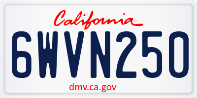 CA license plate 6WVN250