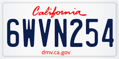 CA license plate 6WVN254