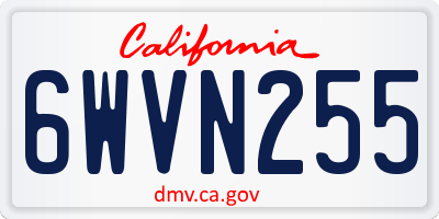 CA license plate 6WVN255