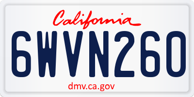 CA license plate 6WVN260