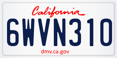 CA license plate 6WVN310