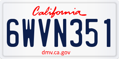 CA license plate 6WVN351