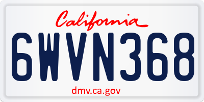 CA license plate 6WVN368