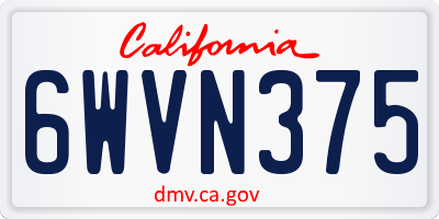 CA license plate 6WVN375