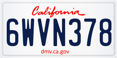 CA license plate 6WVN378