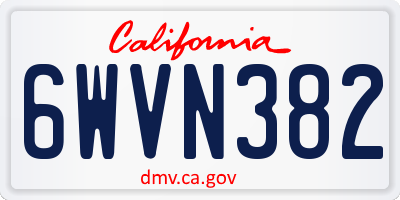 CA license plate 6WVN382