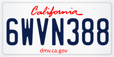 CA license plate 6WVN388