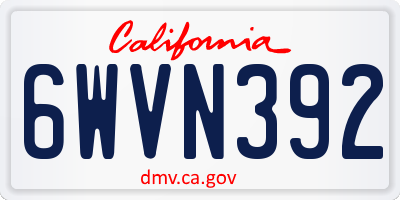 CA license plate 6WVN392