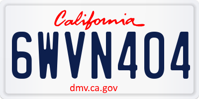 CA license plate 6WVN404