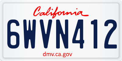 CA license plate 6WVN412