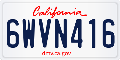 CA license plate 6WVN416