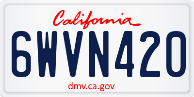 CA license plate 6WVN420
