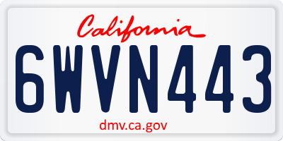 CA license plate 6WVN443