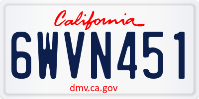 CA license plate 6WVN451