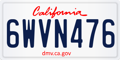 CA license plate 6WVN476