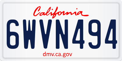 CA license plate 6WVN494