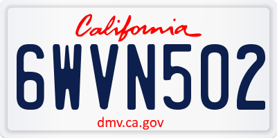 CA license plate 6WVN502