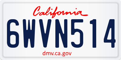 CA license plate 6WVN514
