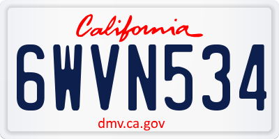 CA license plate 6WVN534