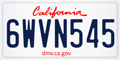 CA license plate 6WVN545