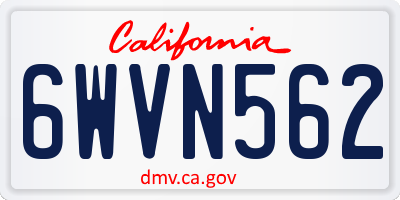 CA license plate 6WVN562