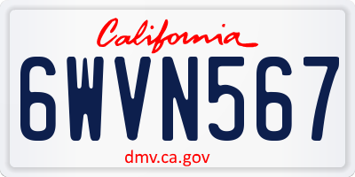 CA license plate 6WVN567
