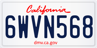 CA license plate 6WVN568
