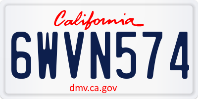 CA license plate 6WVN574