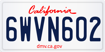 CA license plate 6WVN602
