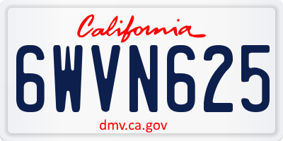 CA license plate 6WVN625