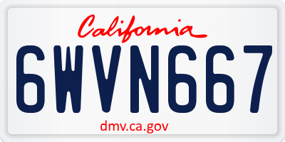 CA license plate 6WVN667