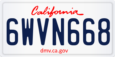 CA license plate 6WVN668