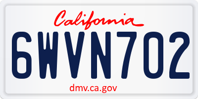 CA license plate 6WVN702