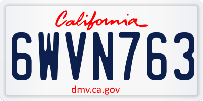 CA license plate 6WVN763