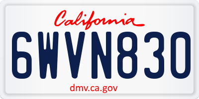 CA license plate 6WVN830