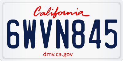 CA license plate 6WVN845