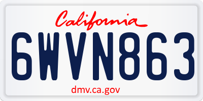 CA license plate 6WVN863