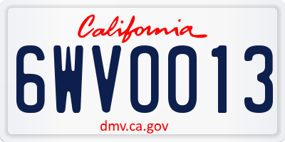CA license plate 6WVO013