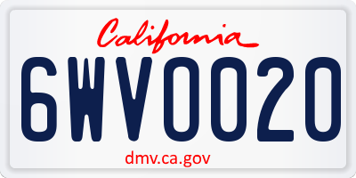 CA license plate 6WVO020