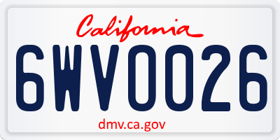 CA license plate 6WVO026