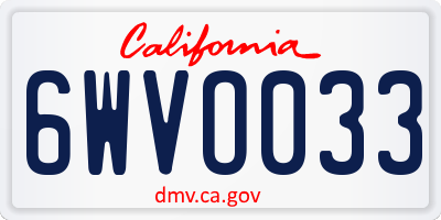 CA license plate 6WVO033