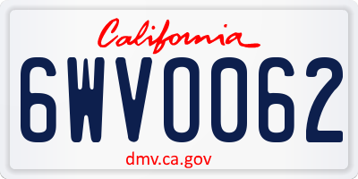 CA license plate 6WVO062