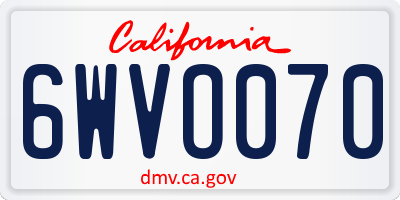 CA license plate 6WVO070